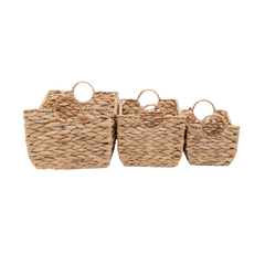 Boba - Set of 3 baskets in handwoven water hyacinth on transparent background – Handcrafted product, handmade · Kuênia
