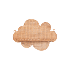 Mâya - Étagère murale nuage en rotin tressé main sur fond transparent – Produit artisanal fait à la main · Kuênia