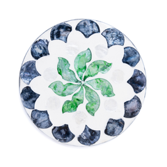 Éclosion de Jade - Coffret de 6 sous-verres tout nacre, motif végétal vert et noir – vue 2 – Produit artisanal fait à la main · Kuênia