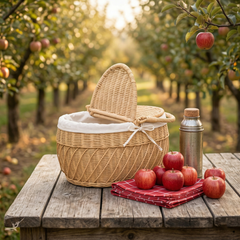 Kaigio - Panier pique-nique en rotin tressé main – vue d'ambiance – Produit artisanal fait à la main · Kuênia