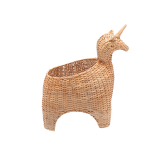 Panier licorne Kylan en rotin naturel tressé à la main fond transparent