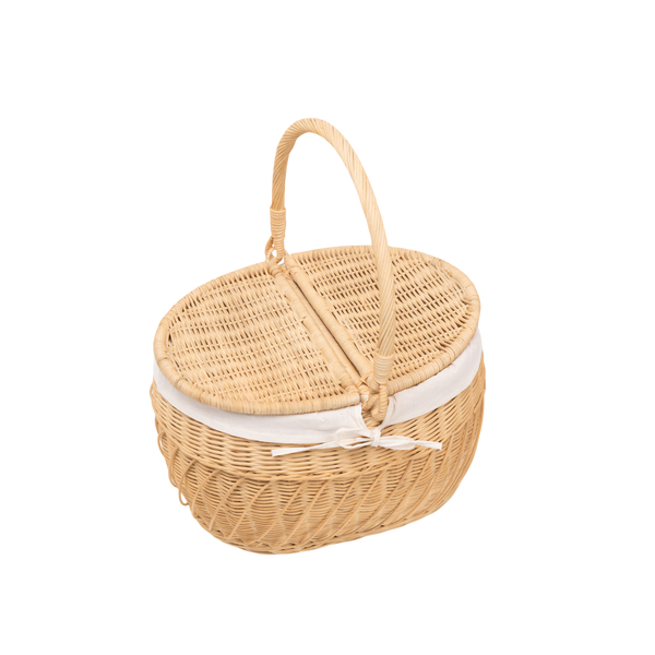 Kaigio - Panier pique-nique en rotin tressé main sur fond transparent – Produit artisanal fait à la main · Kuênia