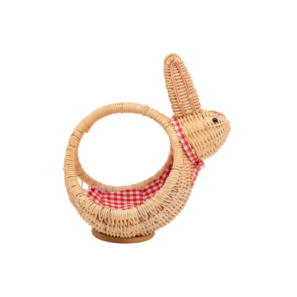 Taito - Panier lapin en rotin tressé main sur fond transparent – Produit artisanal fait à la main · Kuênia