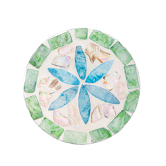 Jardin de Verre - Coffret de 6 sous-verres tout nacre, mosaïque florale multicolore – vue 2 – Produit artisanal fait à la main · Kuênia